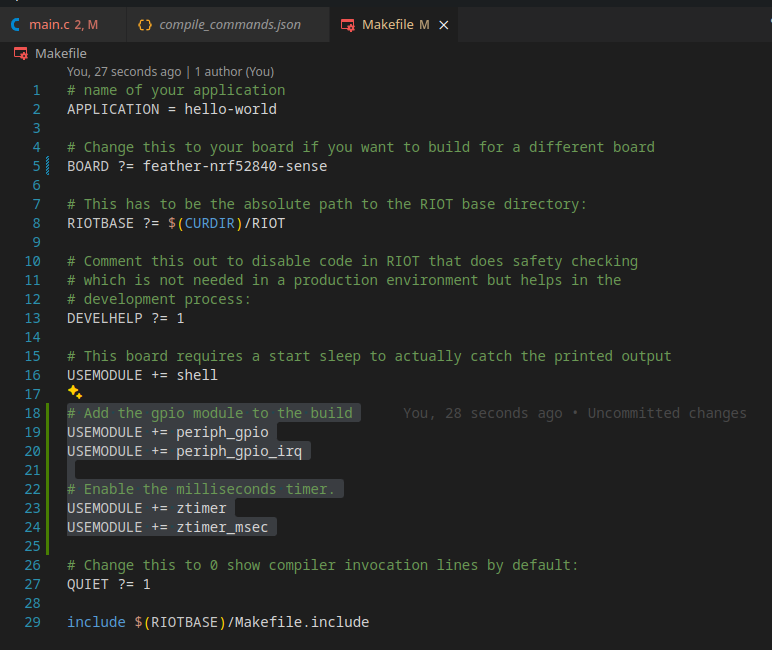 The Makefile with the GPIO modules