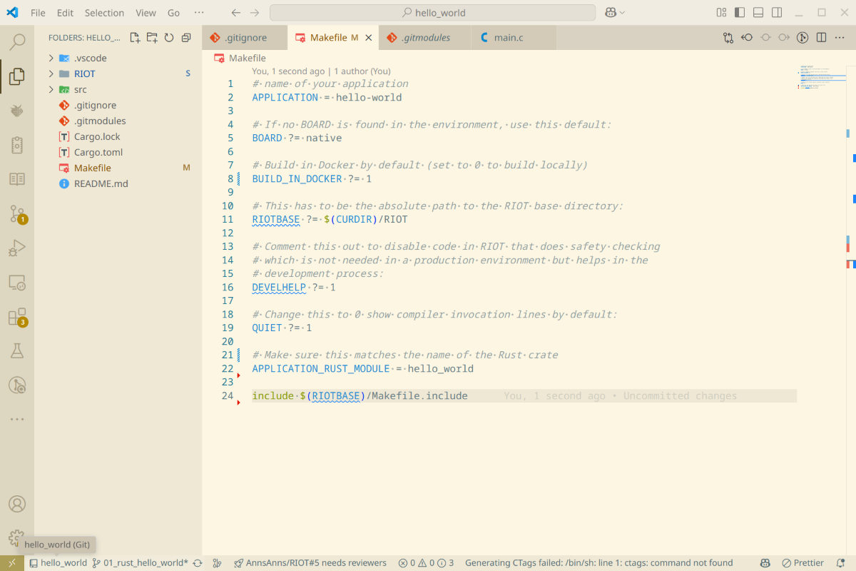 The Makefile in Visual Studio Code