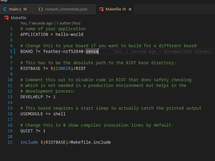 The board variable in Visual Studio Code
